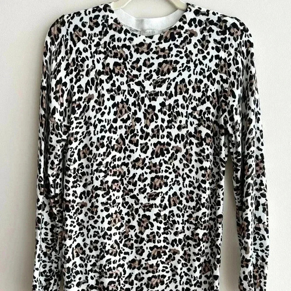 Talbots Cheetah Leopard Print Light Sweater, White and Brown, Size Medium - Picture 1 of 16